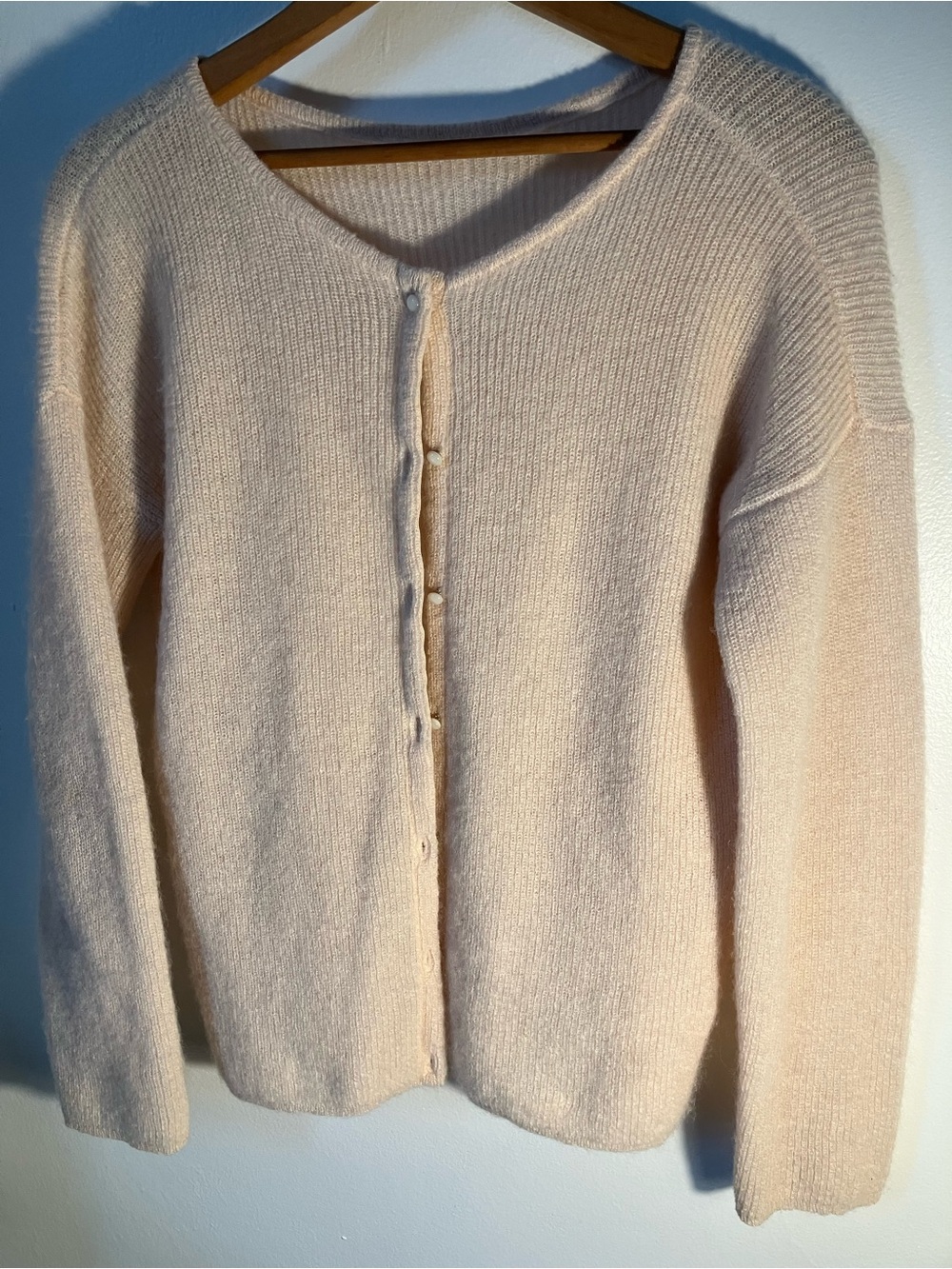 Sézane Mohair & Baby Alpaca Knit Cardigan Pastel Pink/Peach
